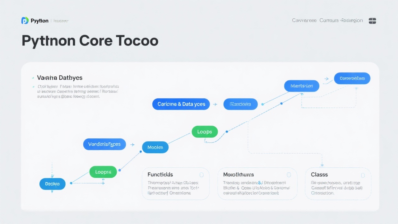 파이썬 기초 핵심 내용을 단계별로 나열한 커리큘럼 로드맵