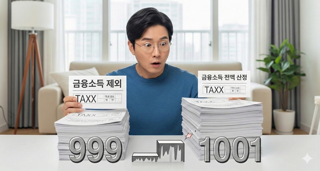 999만원과 1001만원의 차이가 건보료로 크게 벌어지는 문턱 효과
