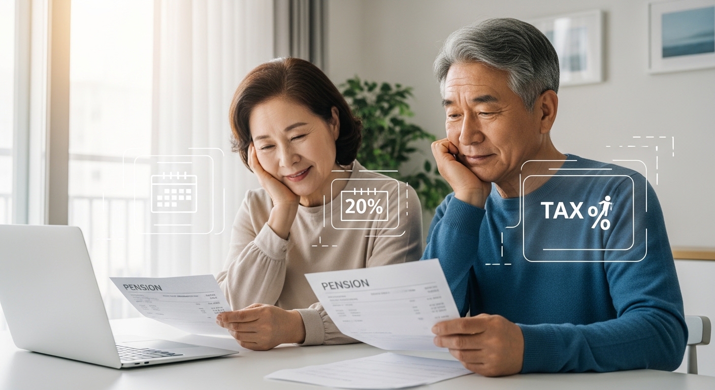 2026년 연금 세제 개편을 확인하며 연금 수령 방식을 고민하는 한국인 부부