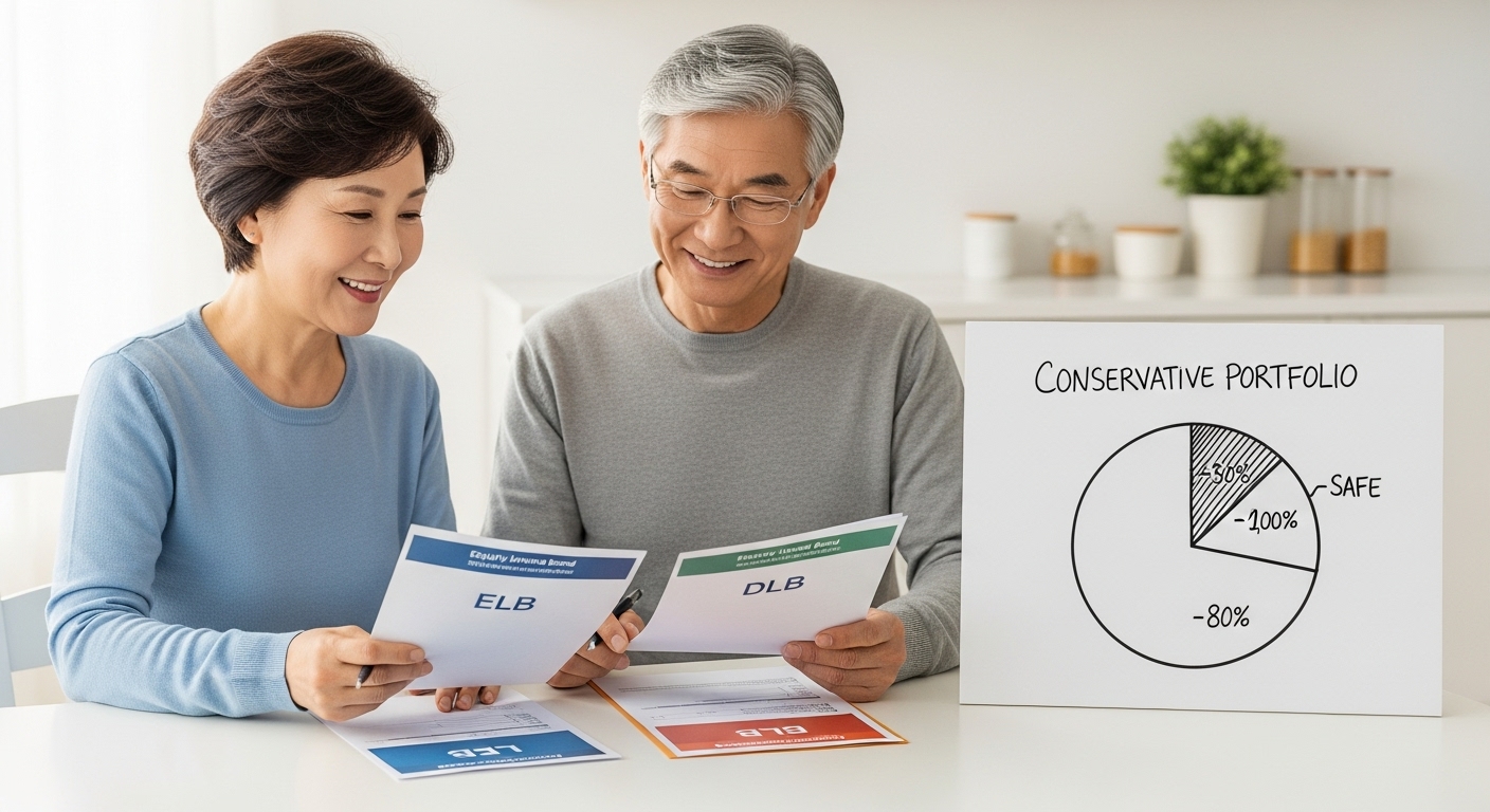 60대 부부가 ELB와 DLB 위주의 안전한 포트폴리오를 구성하는 모습