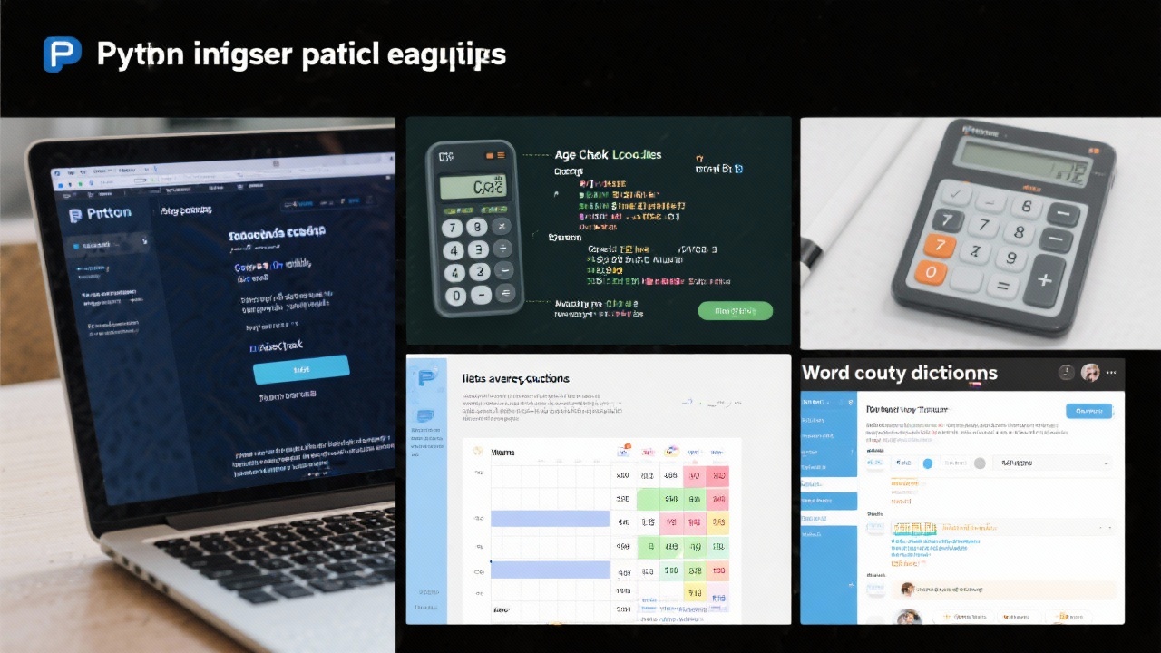파이썬 초보자 실전 예제 코드들을 보여주는 컴퓨터 화면 이미지