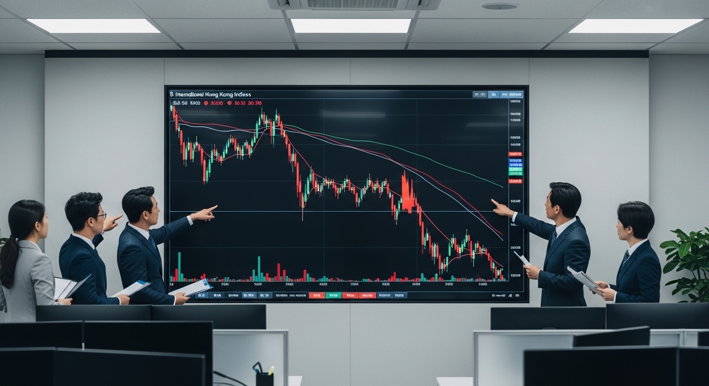 홍콩H지수 급락으로 ELS 손실 위험을 점검하는 애널리스트들의 회의 장면
