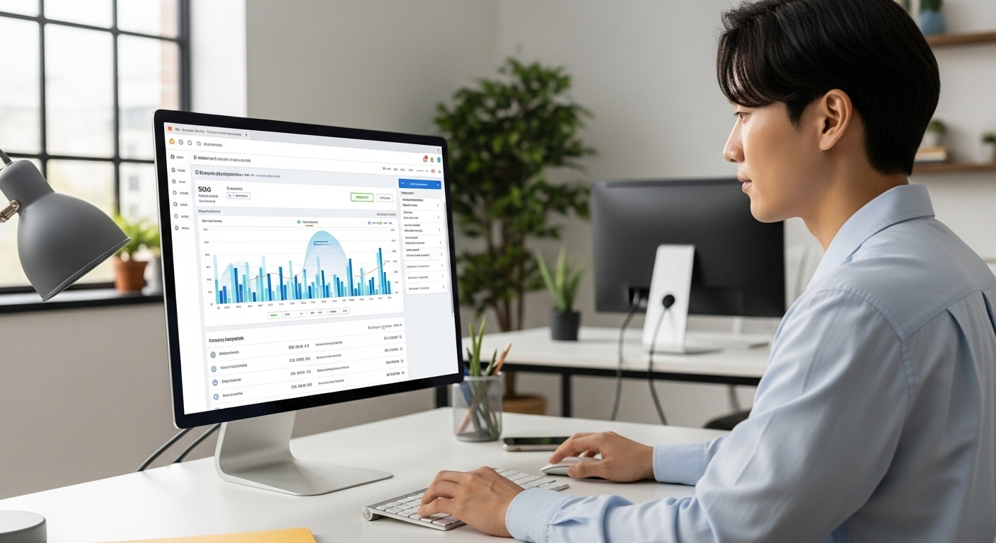 검색 엔진 최적화를 진행하는 한국인 디지털 마케터