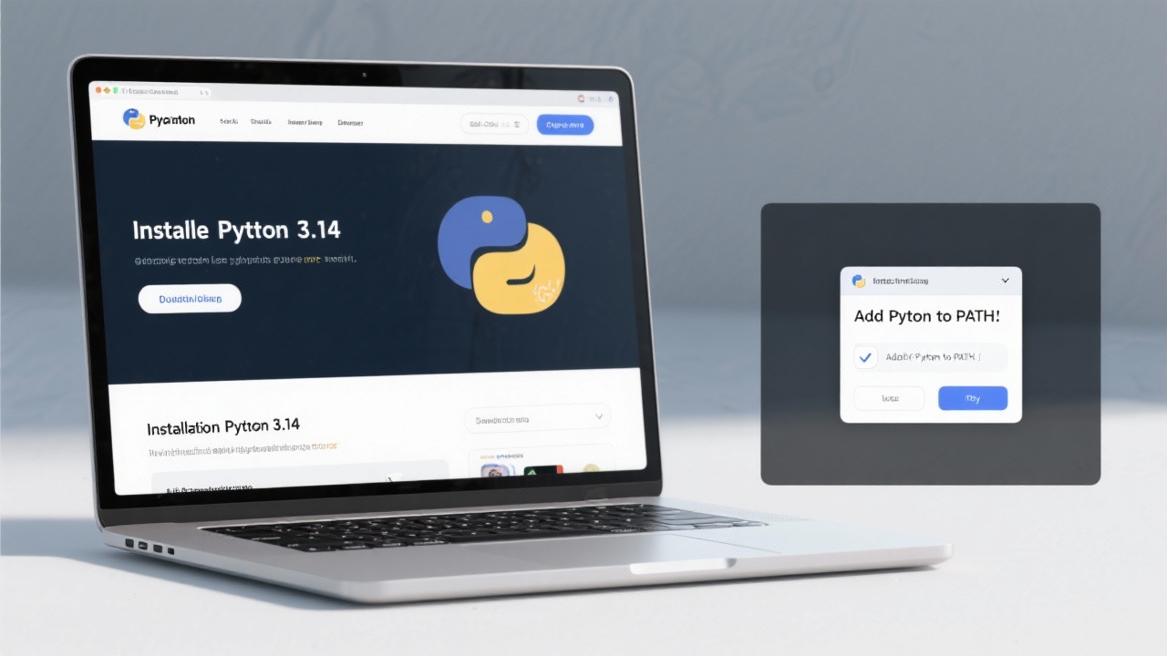 Python 3.14 설치 과정과 공식 웹사이트 다운로드 페이지가 보이는 화면 이미지