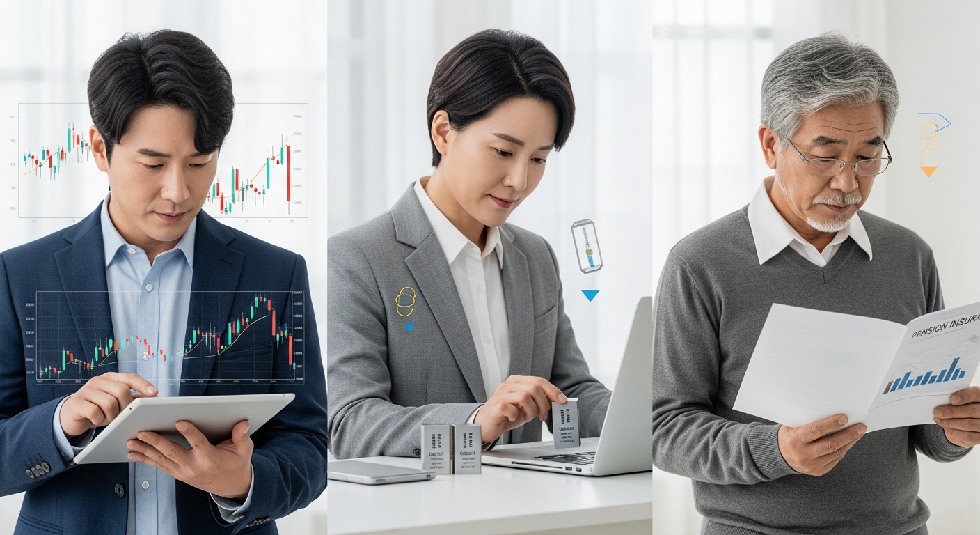40대 50대 60대별로 다른 연금저축 운용 전략을 보여주는 한국인들의 모습