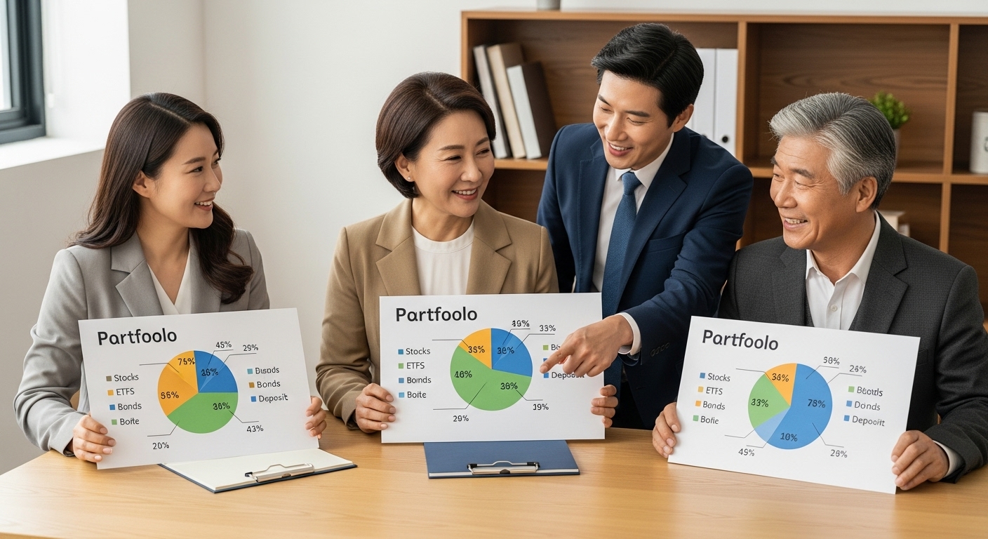 40대 50대 60대 나이대별 ISA 자산 배분 전략을 상담하는 장면