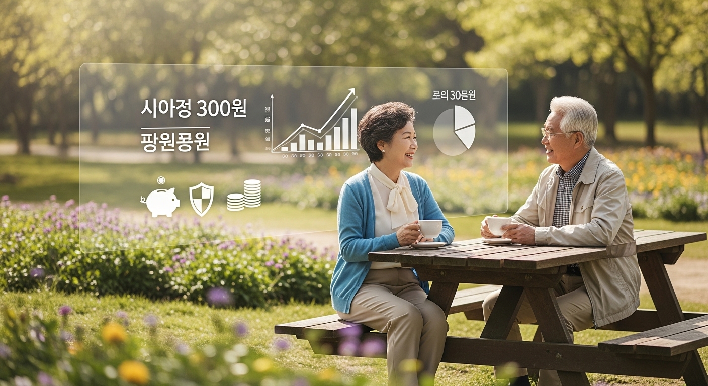 행복한 노년 부부가 은퇴 후 월 300만원 연금 수입을 누리는 모습