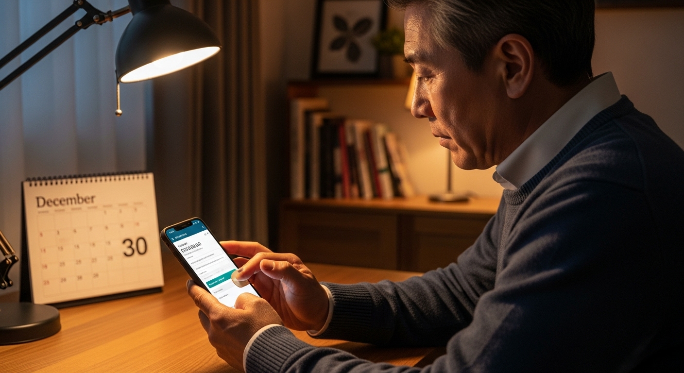 연금저축 세액공제 기한에 맞춰 12월 말까지 납입을 완료하는 50대 남성