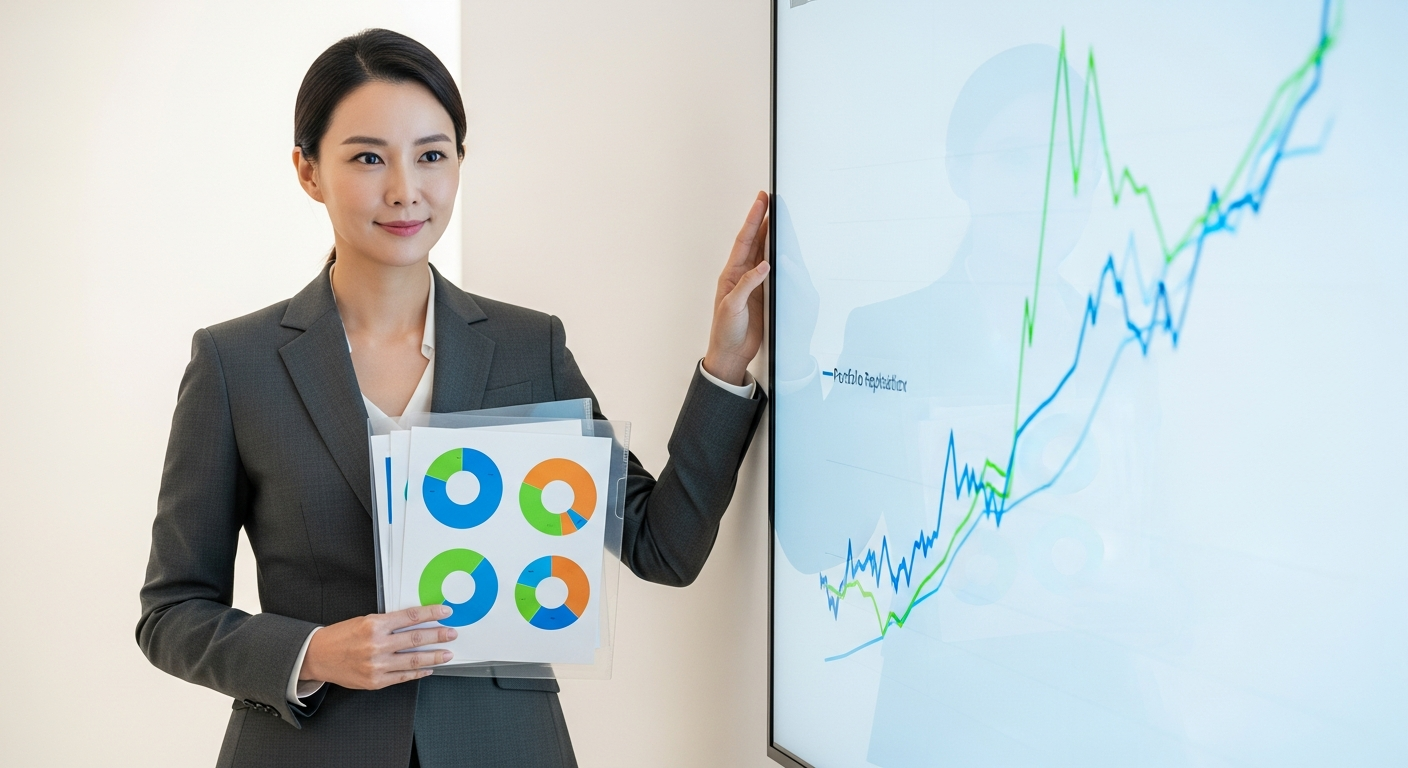 지수와 거의 같은 움직임을 보여주는 포트폴리오로 패시브 ETF의 지수 추종을 표현한 이미지