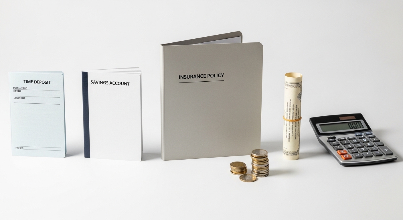 정기예금 적금 보험 채권 등 비과세종합저축에 붙일 수 있는 상품을 상징적으로 보여주는 이미지