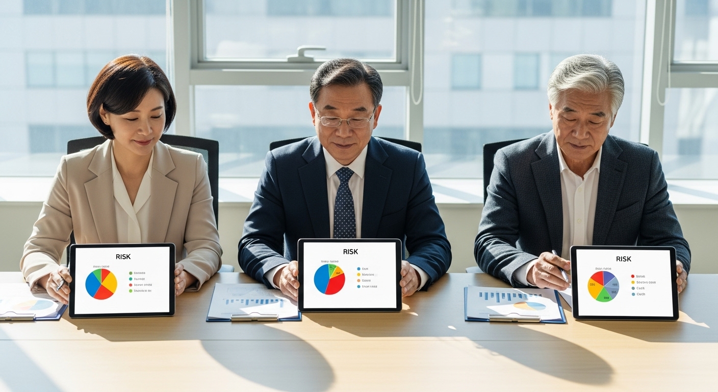 40대, 50대, 60대 연령대별로 다른 연금 투자 전략과 자산 비중을 검토하는 한국인 투자자들