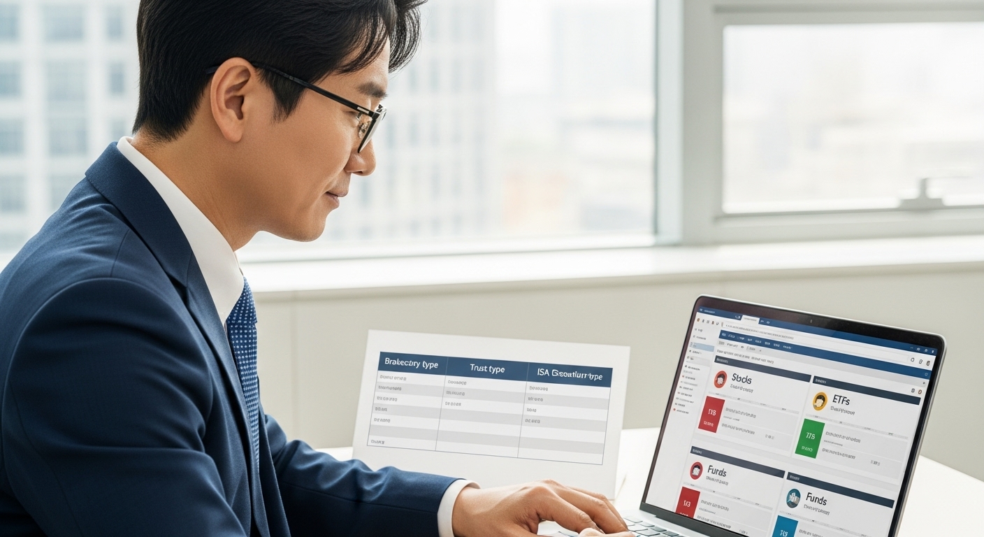 중개형 ISA를 통해 직접 주식과 ETF 등에 투자하는 40대 한국인 투자자의 모습