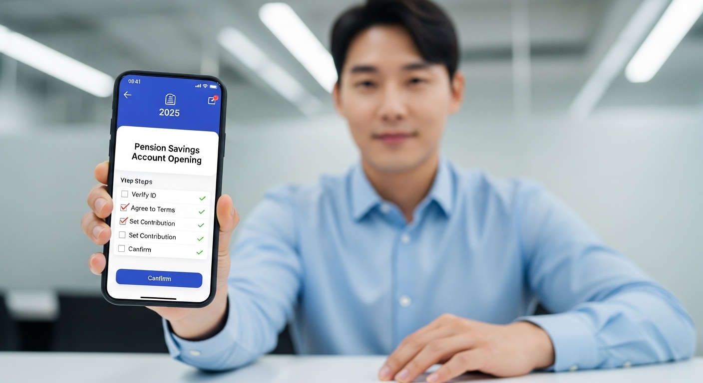 비대면으로 연금저축 계좌를 개설하고 실천 체크리스트를 확인하는 한국 직장인
