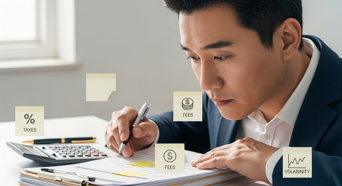 세금 수수료 변동성을 고려해 72법칙을 현실적으로 점검하는 장면