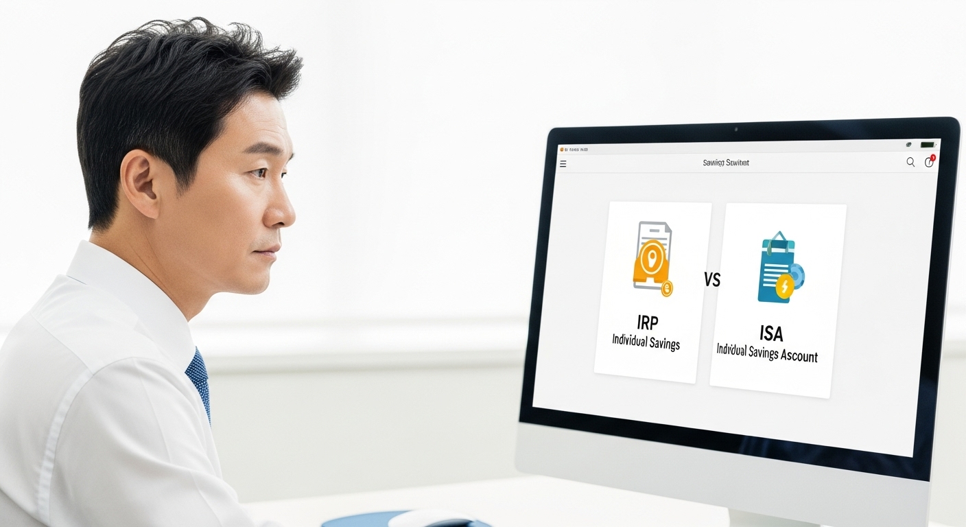 연금저축과 IRP, ISA 등 절세계좌 종류를 비교하는 직장인 모습