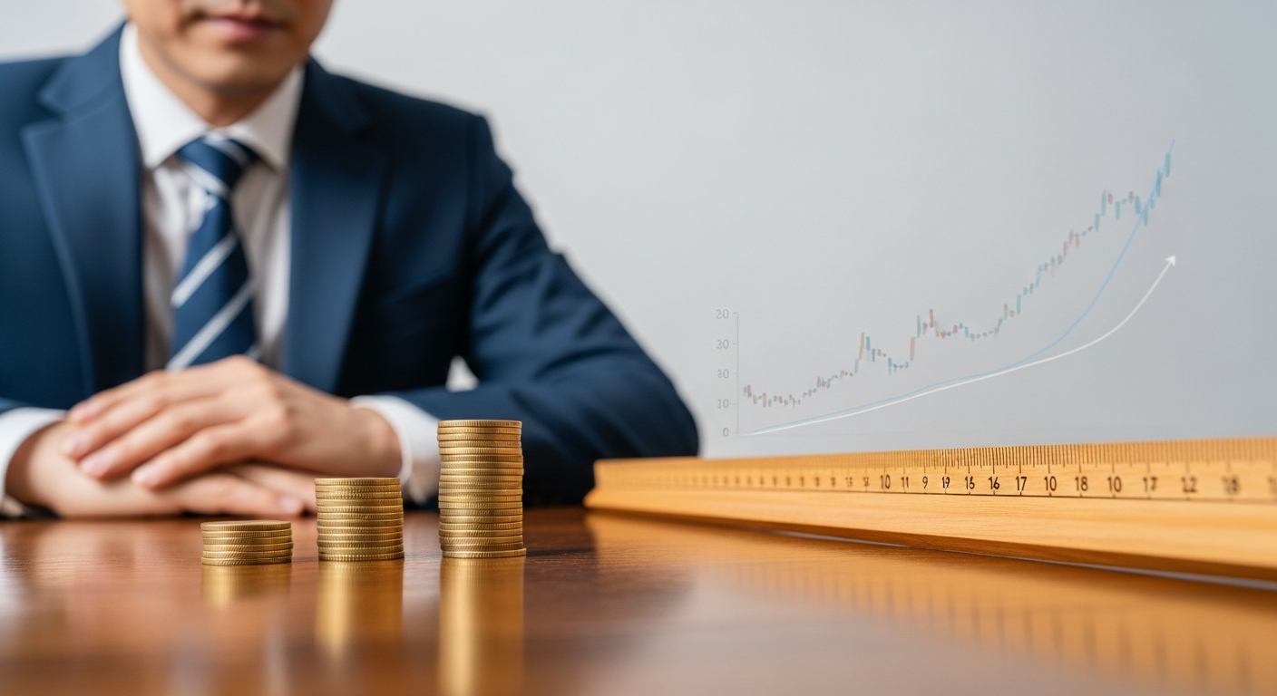 운용보수 차이가 장기 복리에 미치는 영향을 동전 더미로 보여주는 이미지