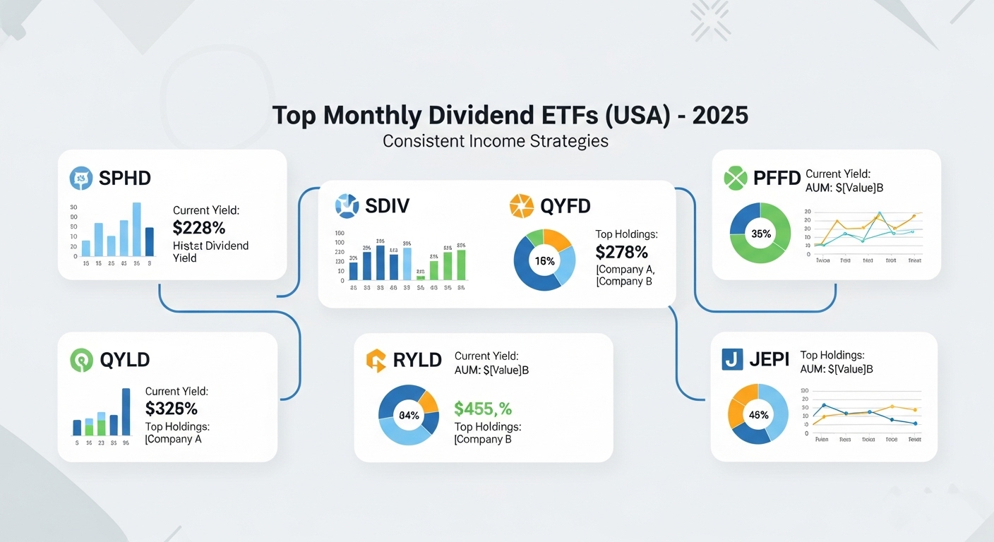 2025년 주목할 만한 국내 월배당 ETF 상품들의 인포그래픽 이미지