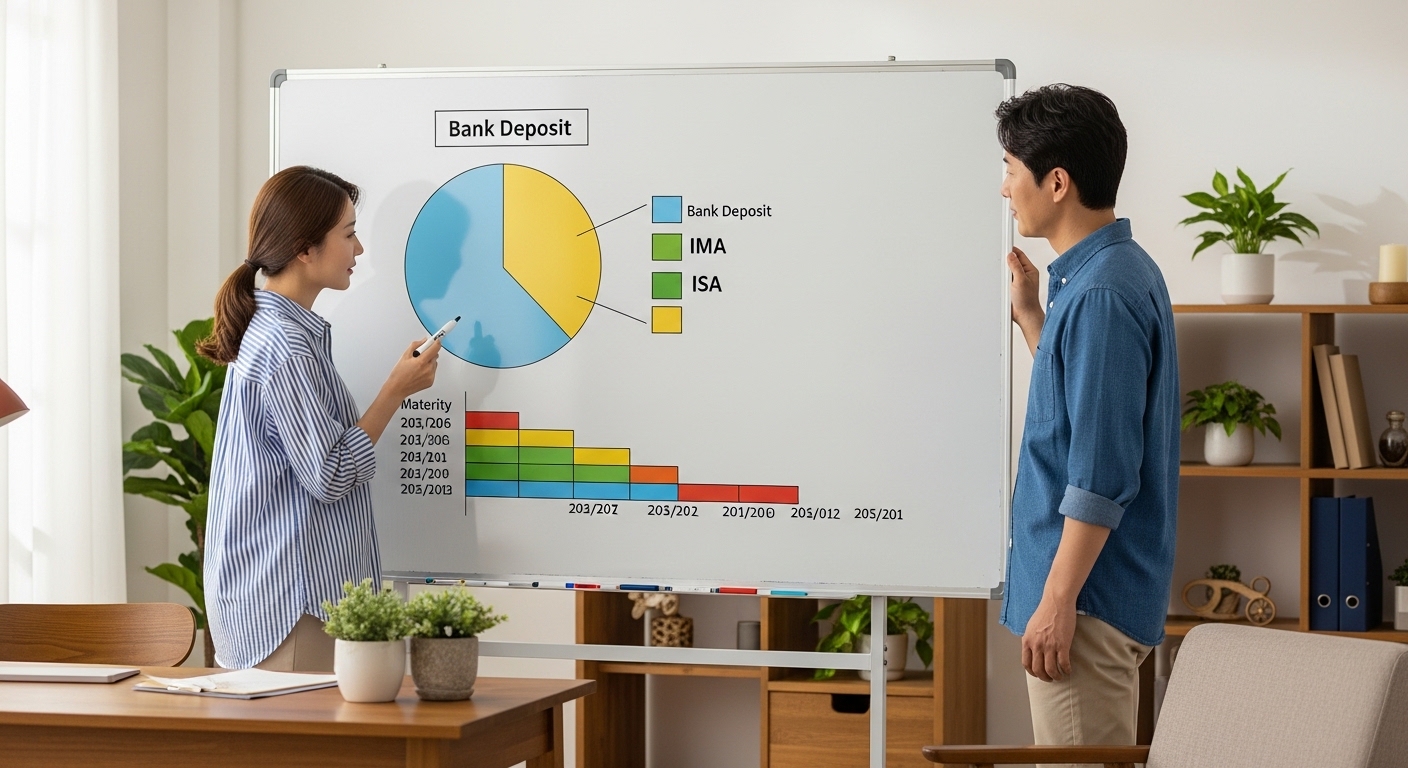 예금 IMA ISA로 자산을 배분하고 만기를 분산하는 포트폴리오를 그리는 40대 초반 한국인 부부