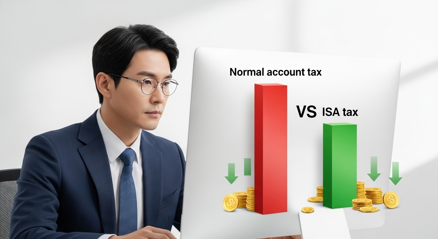일반 계좌와 ISA 계좌의 세금 차이를 직관적으로 비교한 시각적 이미지